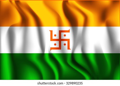 India Jain Variant Flag. Rectangular Shape Icon with Wavy Effect