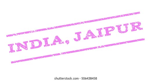 India Jaipur watermark stamp. Text caption between parallel lines with grunge design style. Rubber seal stamp with dirty texture. Vector violet color ink imprint on a white background.