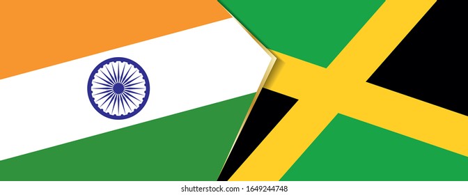 India and Jamaica flags, two vector flags symbol of relationship or confrontation.