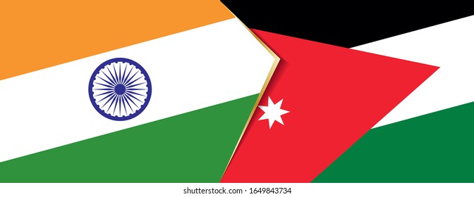 India and Jordan flags, two vector flags symbol of relationship or confrontation.