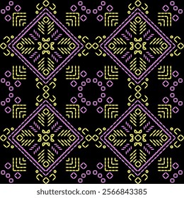 india Kasuti stitch needlework abstract artwork seamless geometric pattern printed background fabric wallpaper hand drawn line

