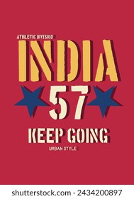 india keep going athletic division,t-shirt design fashion vector