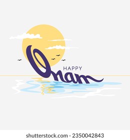 India, Kerala Festival Onam english lettering, chundan vallam means beaked boat concept 02