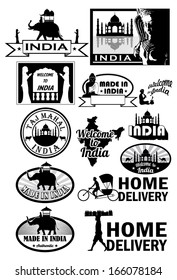 India labels, vector