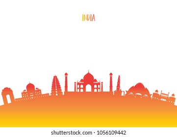 India Landmark Global Travel And Journey paper background. Vector Design Template.used for your advertisement, book, banner, template, travel business or presentation.