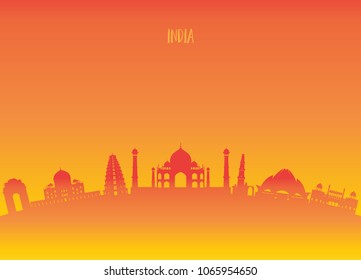 India Landmark Global Travel And Journey paper background. Vector Design Template.used for your advertisement, book, banner, template, travel business or presentation.