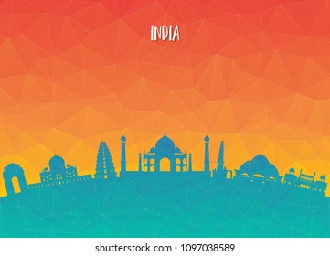 India Landmark Global Travel And Journey paper background. Vector Design Template.used for your advertisement, book, banner, template, travel business or presentation.