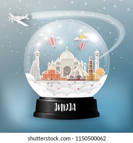 india Landmark Global Travel And Journey paper background. Vector Design Template.used for your advertisement, book, banner, template, travel business or presentation.