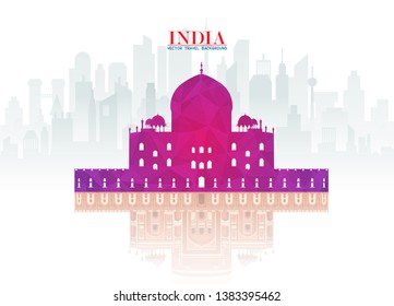 India Landmark Global Travel And Journey paper background. Vector Design Template.used for your advertisement, book, banner, template, travel business or presentation.