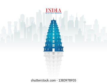 India Landmark Global Travel And Journey paper background. Vector Design Template.used for your advertisement, book, banner, template, travel business or presentation.