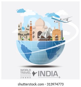 India Landmark Global Travel And Journey Infographic Vector Design Template