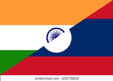 india and laos flag. vector background