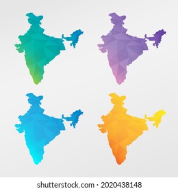 India Low Poly Map Clip Art Design. Geometric Polygon Graphic National Icon. Vector Illustration Symbol.