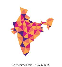 India low poly origami style map. Geometric map simple abstract tech style.