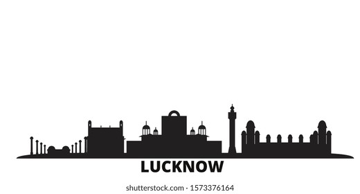 India, Lucknow city skyline isolated vector illustration. India, Lucknow travel black cityscape