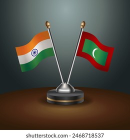 India and Maldives table flags relation with gradient backgrund. Vector Illustration