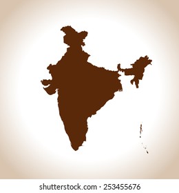 Vektor Stok India Map Brown Color Country Name (Tanpa Royalti ...