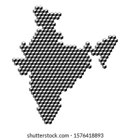 India map from 3D black cubes isometric abstract concept, square pattern, angular geometric shape. Vector illustration.