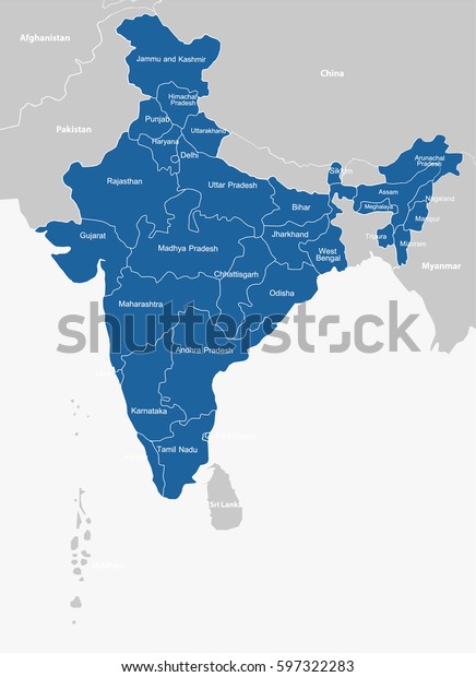 インドの地図 のベクター画像素材 ロイヤリティフリー