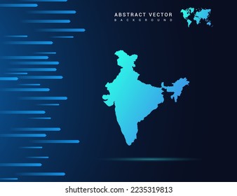 Mapa de India con tecnología de fondo azul abstracto.
