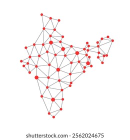 India map. Abstract geometric map - connection mesh lines.