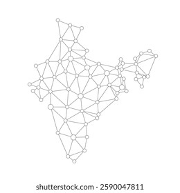 India map. Abstract geometric map - connection dots mesh lines.