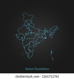 India map - Abstract mash line and point scales on dark background with India. flat design style, clean and modern. Vector Illustration eps10 