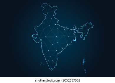 india map , Abstract mash line and point scales on dark background for your web site design map logo, app, ui,Travel. Vector illustration eps 10.