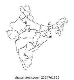 Indiens Karte mit Verwaltungsabteilungen. Vektorgrafik.