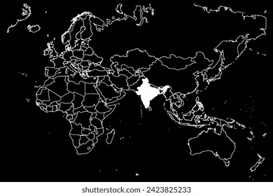 India map Asia black background