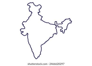  Mapa de India de curvas de contorno negras de Ilustración vectorial