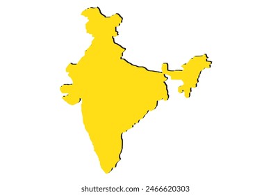  Mapa de India de curvas de contorno negras de Ilustración vectorial