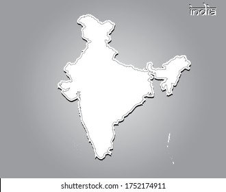 INDIA MAP, INDIA map black out line with paper cutting on white gradient background map of india copy space