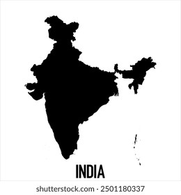 India Map - black World Map International vector template with High detailed isolated on white background - Vector