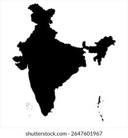 India Map - black World Map International vector template with High detailed isolated on white background - Vector