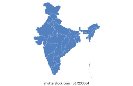 India Map Blue Color: เวกเตอร์สต็อก (ปลอดค่าลิขสิทธิ์) 567233584