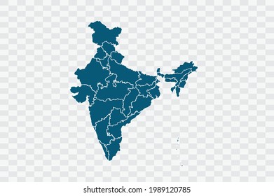 India map blue Color on Backgound png