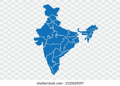 India Map Blue Color On Backgound Png