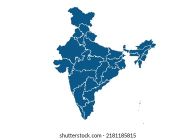India Map blue Color on White Backgound