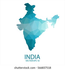 India map - blue geometric rumpled triangular low poly style gradient graphic background , polygonal design for your . Vector illustration eps 10.