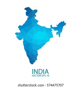 India map - blue geometric rumpled triangular low poly style gradient graphic background , polygonal design for your . Vector illustration eps 10.
