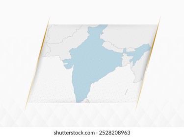 India Map in Blue with Gold Framed Accents. Modern Vector Map of India. Vector Illustration.