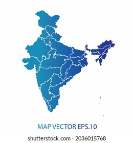 India map, blue gradient color , infographic style , on white background with Map World. Wire frame 3D mesh , map 3D,