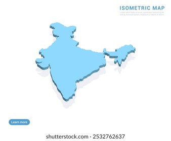 Mapa de la India azul sobre fondo blanco con Vector isométrico.