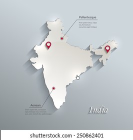 India map blue white card paper 3D vector