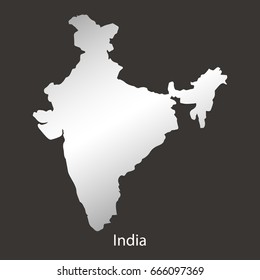 India map, border with chrome, metal shine gradient. Vector illustration