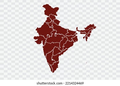 India Map burnt brown Color on White Background quality files Color (701205) png