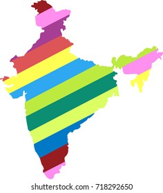 India. Map of India. Color India logo. Creative India. Indian color