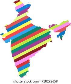India. Map of India. Color India logo. Creative India. Indian color