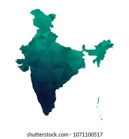 India map - Colorful Polygonal map of India rumpled triangular low poly style gradient graphic background , Vector illustration eps 10.
